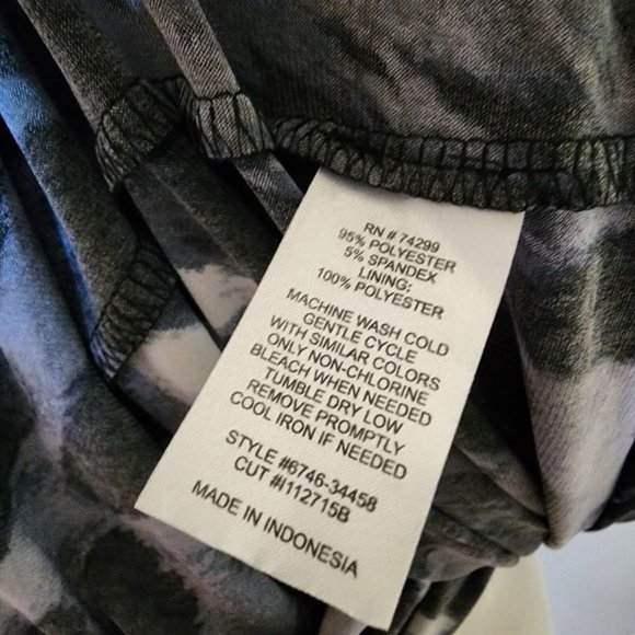 ENFOCUS STUDIO Black Gray Animal Print Sleeveless Ruffle Dress Womens Size 14 - Picture 6 of 6